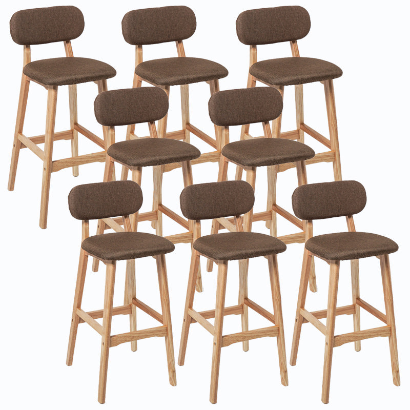 Rubberwood Modern Low Back Stool Matte Finish Upholstered Bar Stools Coffee Natural 8 Piece Set Clearhalo 'Bar Furniture' 'Bar Stools' 'bar_stools' 'furn' 'furn_bar_stools' 'Furniture' 'furniture_bar_stools' 'Kitchen & Dining Furniture' 5031722