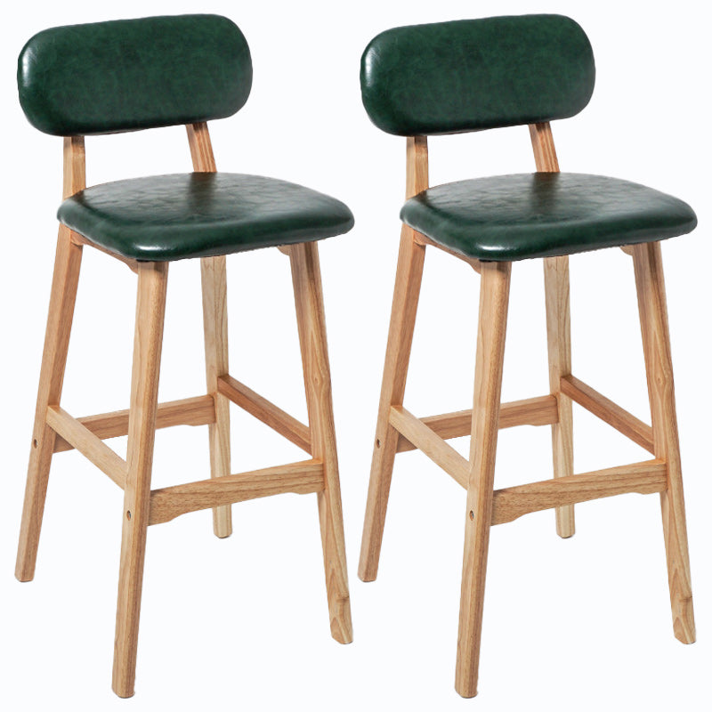 Rubberwood Modern Low Back Stool Matte Finish Upholstered Bar Stools Blackish Green Natural 2 Piece Set Clearhalo 'Bar Furniture' 'Bar Stools' 'bar_stools' 'furn' 'furn_bar_stools' 'Furniture' 'furniture_bar_stools' 'Kitchen & Dining Furniture' 5031723