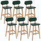 Rubberwood Modern Low Back Stool Matte Finish Upholstered Bar Stools Blackish Green Natural 6 Piece Set Clearhalo 'Bar Furniture' 'Bar Stools' 'bar_stools' 'furn' 'furn_bar_stools' 'Furniture' 'furniture_bar_stools' 'Kitchen & Dining Furniture' 5031725