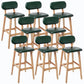 Rubberwood Modern Low Back Stool Matte Finish Upholstered Bar Stools Blackish Green Natural 8 Piece Set Clearhalo 'Bar Furniture' 'Bar Stools' 'bar_stools' 'furn' 'furn_bar_stools' 'Furniture' 'furniture_bar_stools' 'Kitchen & Dining Furniture' 5031726