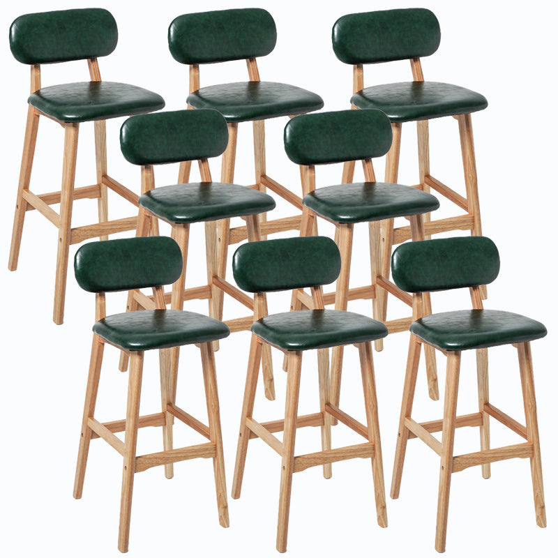 Rubberwood Modern Low Back Stool Matte Finish Upholstered Bar Stools Blackish Green Natural 8 Piece Set Clearhalo 'Bar Furniture' 'Bar Stools' 'bar_stools' 'furn' 'furn_bar_stools' 'Furniture' 'furniture_bar_stools' 'Kitchen & Dining Furniture' 5031726
