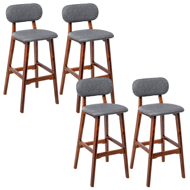 Rubberwood Modern Low Back Stool Matte Finish Upholstered Bar Stools Smoke Gray Brown 4 Piece Set Clearhalo 'Bar Furniture' 'Bar Stools' 'bar_stools' 'furn' 'furn_bar_stools' 'Furniture' 'furniture_bar_stools' 'Kitchen & Dining Furniture' 5031727