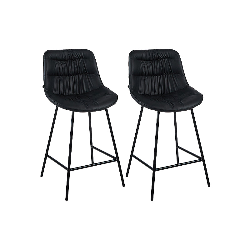 Industrial Bar-stool PU Leather Counter Bar Stool with Metal Legs Black 2 Piece Set Clearhalo 'Bar Furniture' 'Bar Stools' 'bar_stools' 'furn' 'furn_bar_stools' 'Furniture' 'furniture_bar_stools' 'Kitchen & Dining Furniture' 5031731