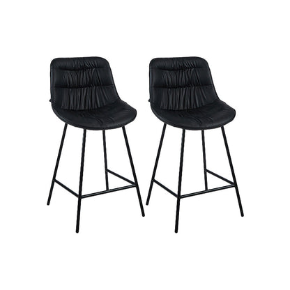 Industrial Bar-stool PU Leather Counter Bar Stool with Metal Legs Black 2 Piece Set Clearhalo 'Bar Furniture' 'Bar Stools' 'bar_stools' 'furn' 'furn_bar_stools' 'Furniture' 'furniture_bar_stools' 'Kitchen & Dining Furniture' 5031731