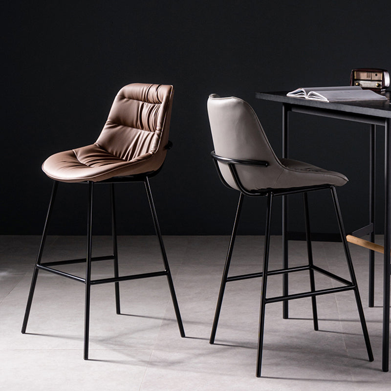 Industrial Bar-stool PU Leather Counter Bar Stool with Metal Legs Clearhalo 'Bar Furniture' 'Bar Stools' 'bar_stools' 'furn' 'furn_bar_stools' 'Furniture' 'furniture_bar_stools' 'Kitchen & Dining Furniture' 5031732