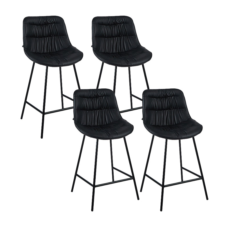 Industrial Bar-stool PU Leather Counter Bar Stool with Metal Legs Black 4 Piece Set Clearhalo 'Bar Furniture' 'Bar Stools' 'bar_stools' 'furn' 'furn_bar_stools' 'Furniture' 'furniture_bar_stools' 'Kitchen & Dining Furniture' 5031733