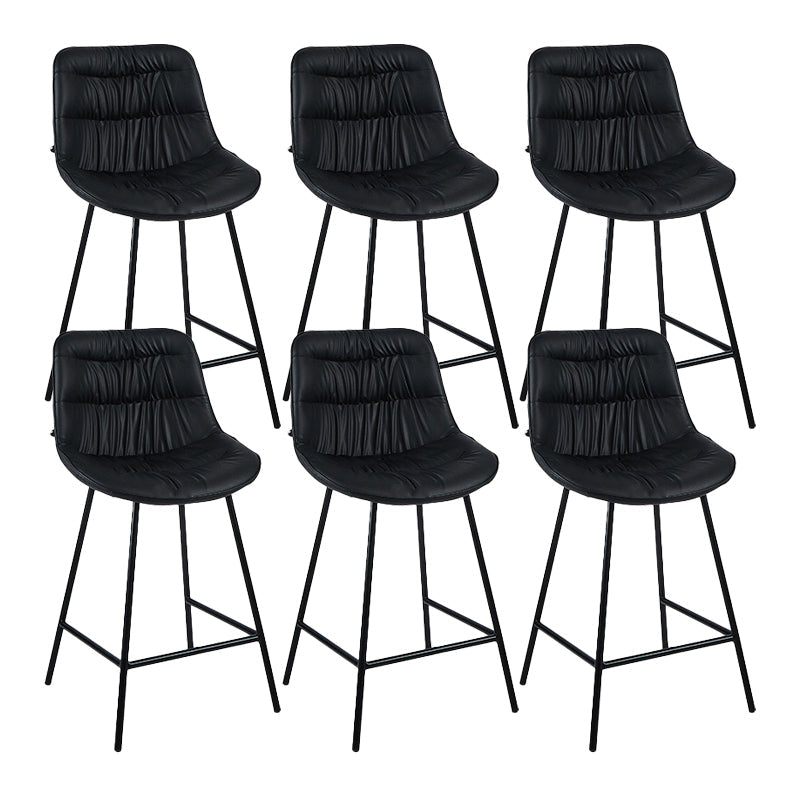 Industrial Bar-stool PU Leather Counter Bar Stool with Metal Legs Black 6 Piece Set Clearhalo 'Bar Furniture' 'Bar Stools' 'bar_stools' 'furn' 'furn_bar_stools' 'Furniture' 'furniture_bar_stools' 'Kitchen & Dining Furniture' 5031735