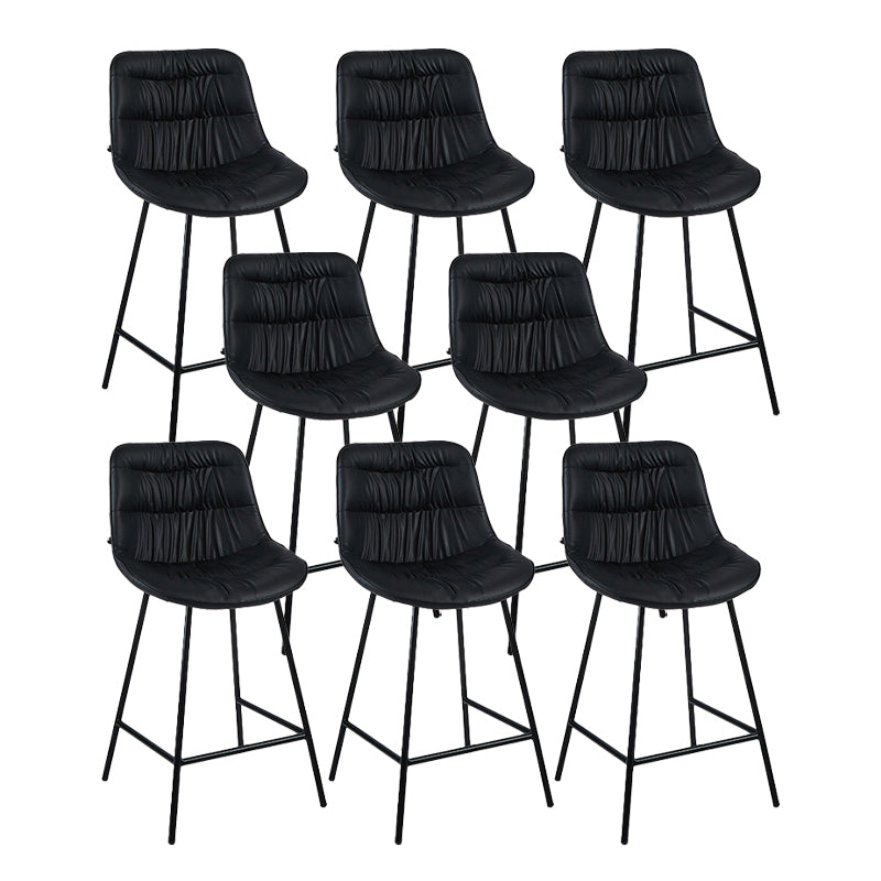 Industrial Bar-stool PU Leather Counter Bar Stool with Metal Legs Black 8 Piece Set Clearhalo 'Bar Furniture' 'Bar Stools' 'bar_stools' 'furn' 'furn_bar_stools' 'Furniture' 'furniture_bar_stools' 'Kitchen & Dining Furniture' 5031737