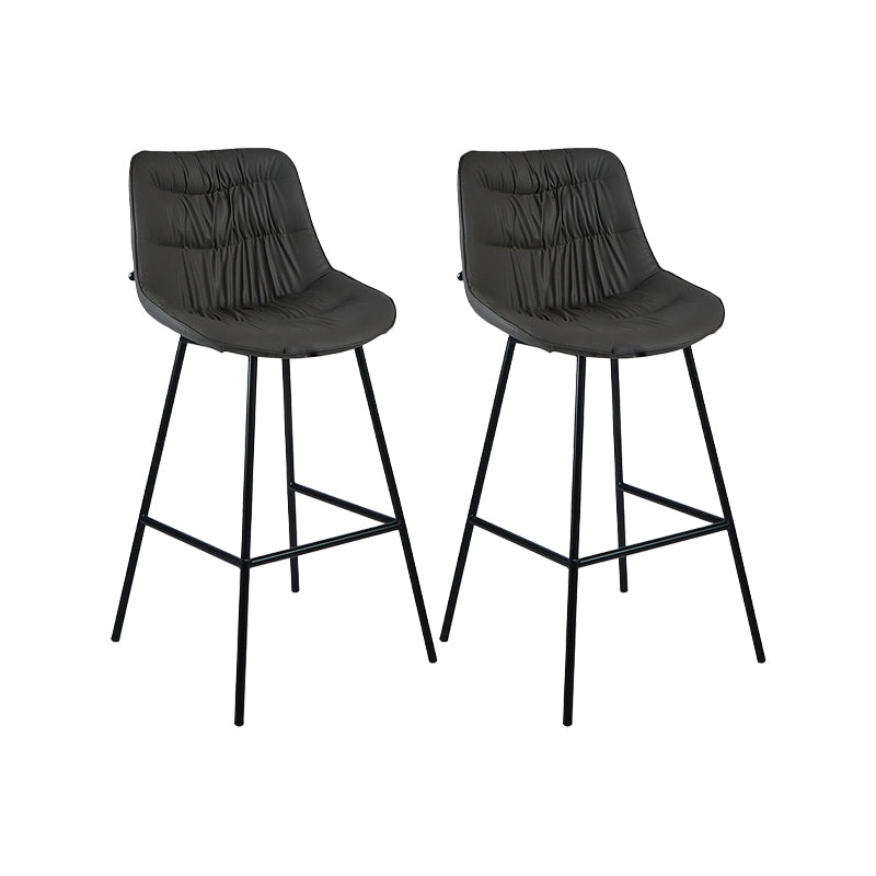Industrial Bar-stool PU Leather Counter Bar Stool with Metal Legs Dark Gray 2 Piece Set Clearhalo 'Bar Furniture' 'Bar Stools' 'bar_stools' 'furn' 'furn_bar_stools' 'Furniture' 'furniture_bar_stools' 'Kitchen & Dining Furniture' 5031739