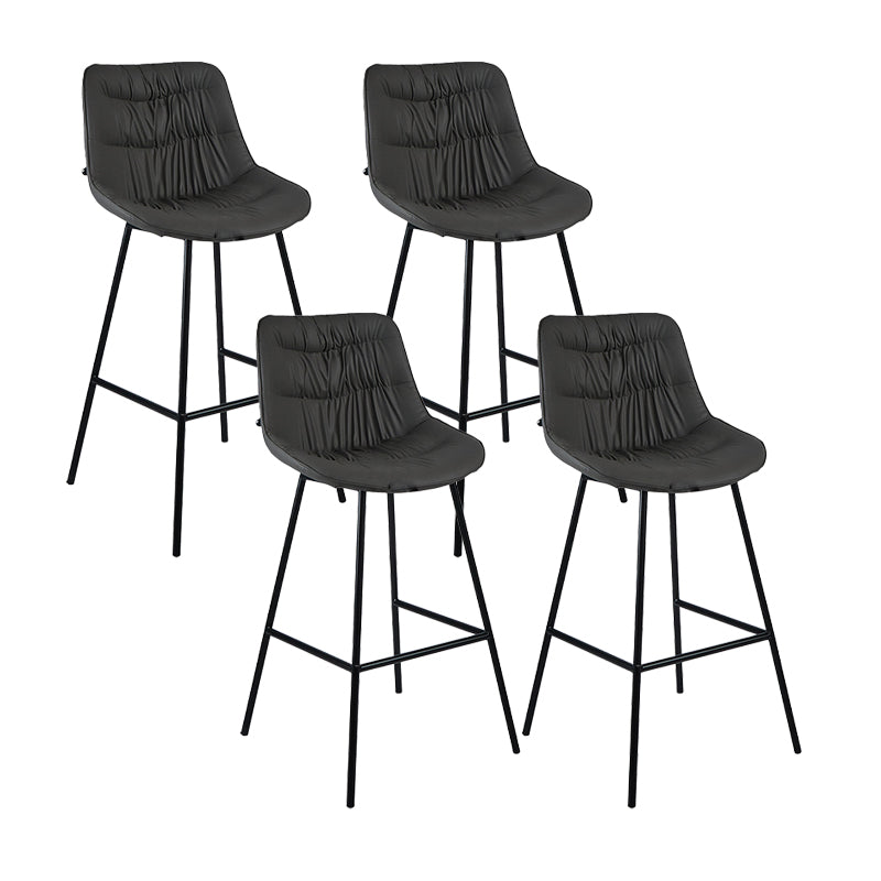 Industrial Bar-stool PU Leather Counter Bar Stool with Metal Legs Dark Gray 4 Piece Set Clearhalo 'Bar Furniture' 'Bar Stools' 'bar_stools' 'furn' 'furn_bar_stools' 'Furniture' 'furniture_bar_stools' 'Kitchen & Dining Furniture' 5031740