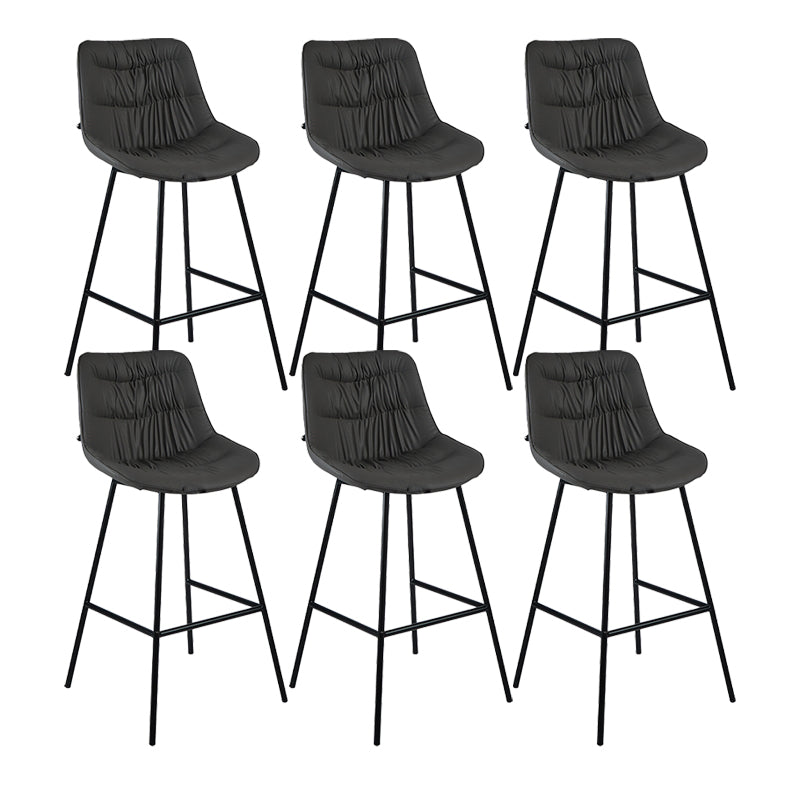 Industrial Bar-stool PU Leather Counter Bar Stool with Metal Legs Dark Gray 6 Piece Set Clearhalo 'Bar Furniture' 'Bar Stools' 'bar_stools' 'furn' 'furn_bar_stools' 'Furniture' 'furniture_bar_stools' 'Kitchen & Dining Furniture' 5031743