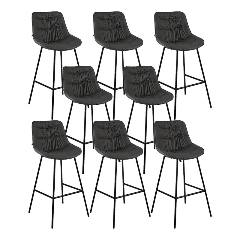 Industrial Bar-stool PU Leather Counter Bar Stool with Metal Legs Dark Gray 8 Piece Set Clearhalo 'Bar Furniture' 'Bar Stools' 'bar_stools' 'furn' 'furn_bar_stools' 'Furniture' 'furniture_bar_stools' 'Kitchen & Dining Furniture' 5031744
