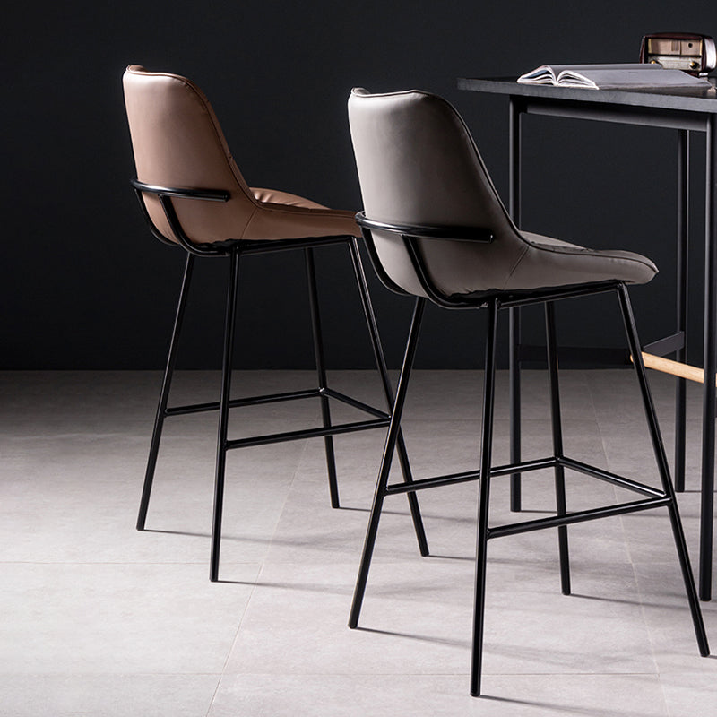 Industrial Bar-stool PU Leather Counter Bar Stool with Metal Legs Clearhalo 'Bar Furniture' 'Bar Stools' 'bar_stools' 'furn' 'furn_bar_stools' 'Furniture' 'furniture_bar_stools' 'Kitchen & Dining Furniture' 5031746