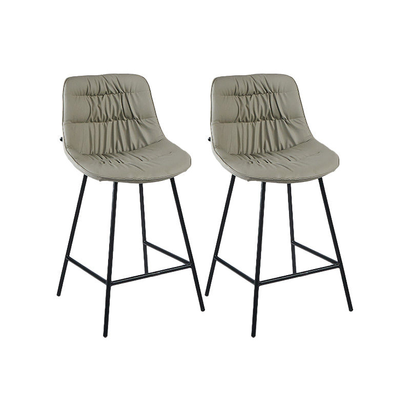 Industrial Bar-stool PU Leather Counter Bar Stool with Metal Legs Light Gray 2 Piece Set Clearhalo 'Bar Furniture' 'Bar Stools' 'bar_stools' 'furn' 'furn_bar_stools' 'Furniture' 'furniture_bar_stools' 'Kitchen & Dining Furniture' 5031747