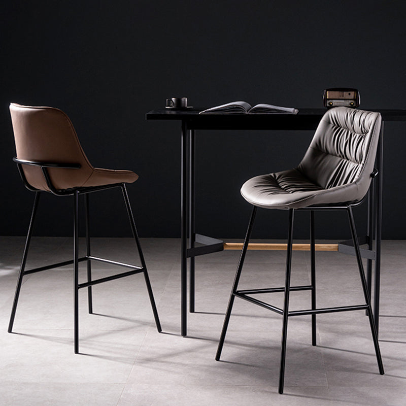 Industrial Bar-stool PU Leather Counter Bar Stool with Metal Legs Clearhalo 'Bar Furniture' 'Bar Stools' 'bar_stools' 'furn' 'furn_bar_stools' 'Furniture' 'furniture_bar_stools' 'Kitchen & Dining Furniture' 5031750