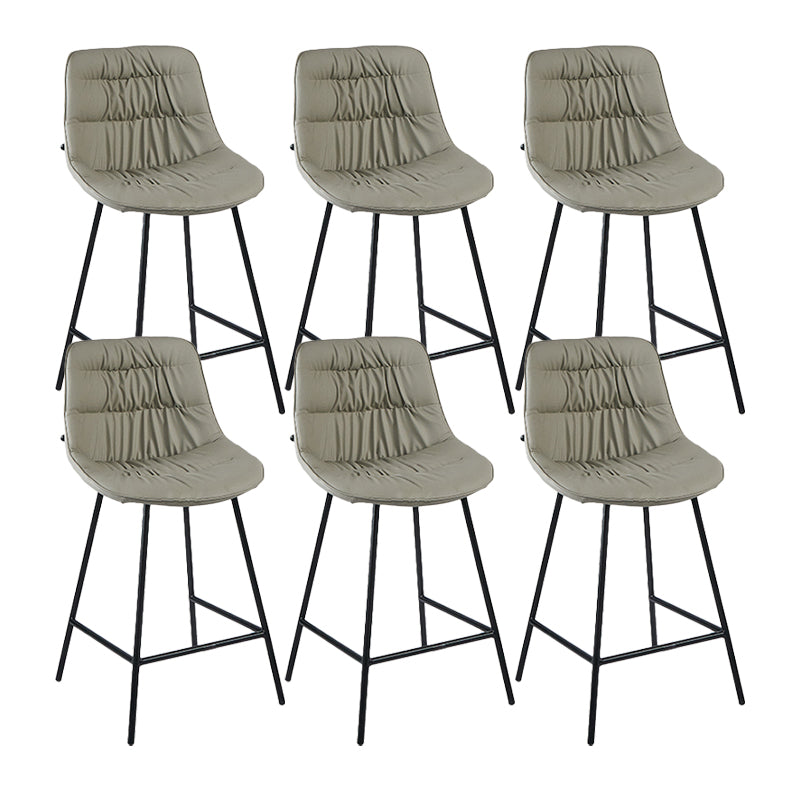 Industrial Bar-stool PU Leather Counter Bar Stool with Metal Legs Light Gray 6 Piece Set Clearhalo 'Bar Furniture' 'Bar Stools' 'bar_stools' 'furn' 'furn_bar_stools' 'Furniture' 'furniture_bar_stools' 'Kitchen & Dining Furniture' 5031751