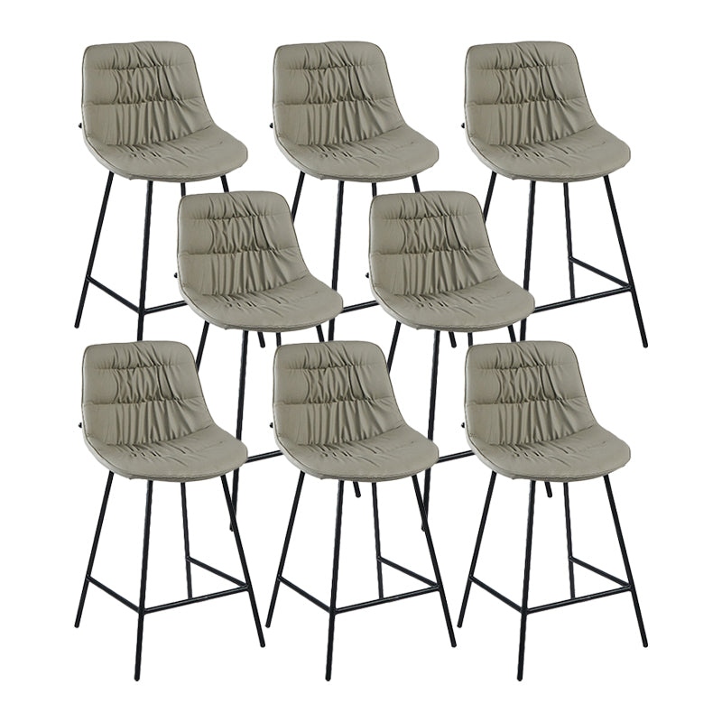 Industrial Bar-stool PU Leather Counter Bar Stool with Metal Legs Light Gray 8 Piece Set Clearhalo 'Bar Furniture' 'Bar Stools' 'bar_stools' 'furn' 'furn_bar_stools' 'Furniture' 'furniture_bar_stools' 'Kitchen & Dining Furniture' 5031752