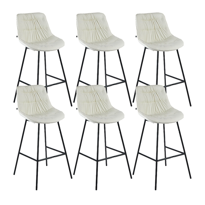 Industrial Bar-stool PU Leather Counter Bar Stool with Metal Legs White 6 Piece Set Clearhalo 'Bar Furniture' 'Bar Stools' 'bar_stools' 'furn' 'furn_bar_stools' 'Furniture' 'furniture_bar_stools' 'Kitchen & Dining Furniture' 5031755