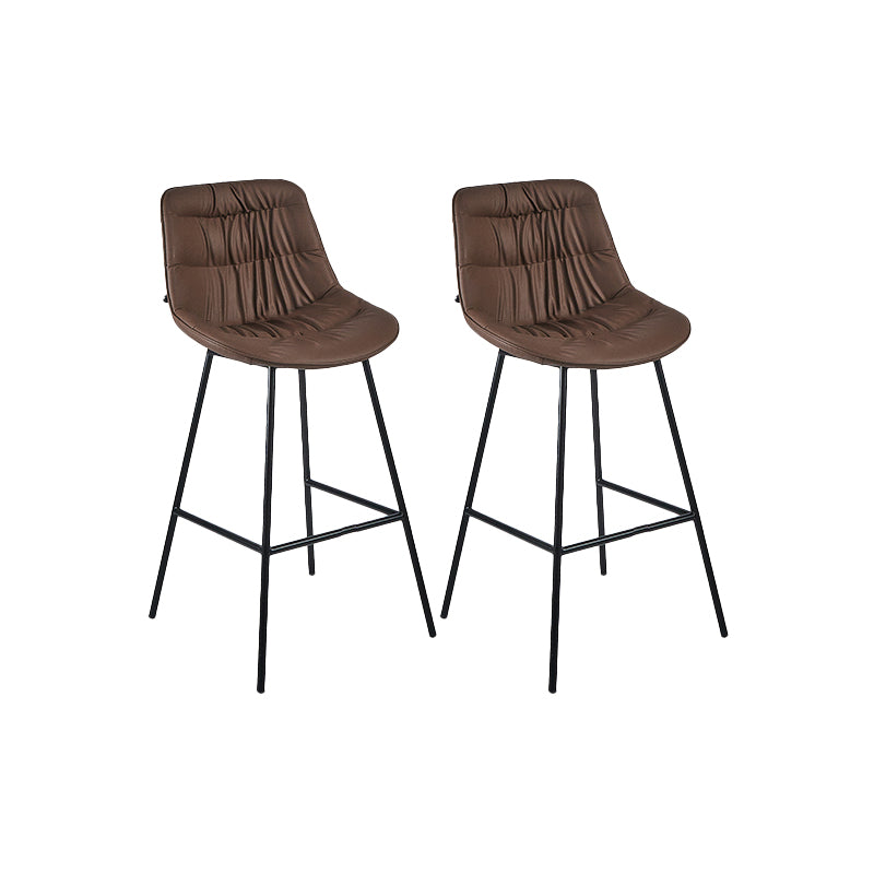 Industrial Bar-stool PU Leather Counter Bar Stool with Metal Legs Brown 2 Piece Set Clearhalo 'Bar Furniture' 'Bar Stools' 'bar_stools' 'furn' 'furn_bar_stools' 'Furniture' 'furniture_bar_stools' 'Kitchen & Dining Furniture' 5031761