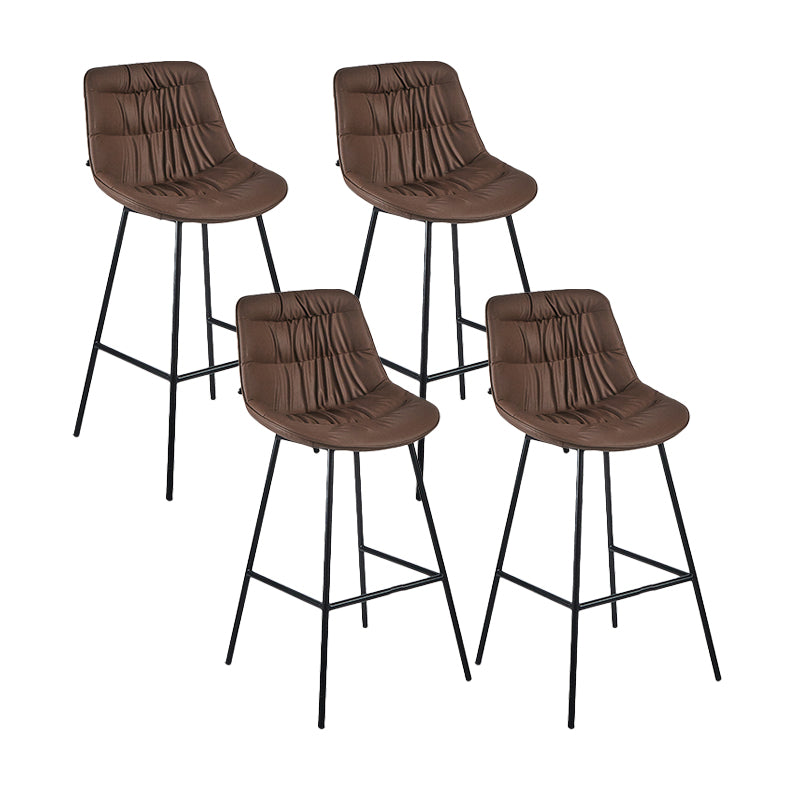 Industrial Bar-stool PU Leather Counter Bar Stool with Metal Legs Brown 4 Piece Set Clearhalo 'Bar Furniture' 'Bar Stools' 'bar_stools' 'furn' 'furn_bar_stools' 'Furniture' 'furniture_bar_stools' 'Kitchen & Dining Furniture' 5031762