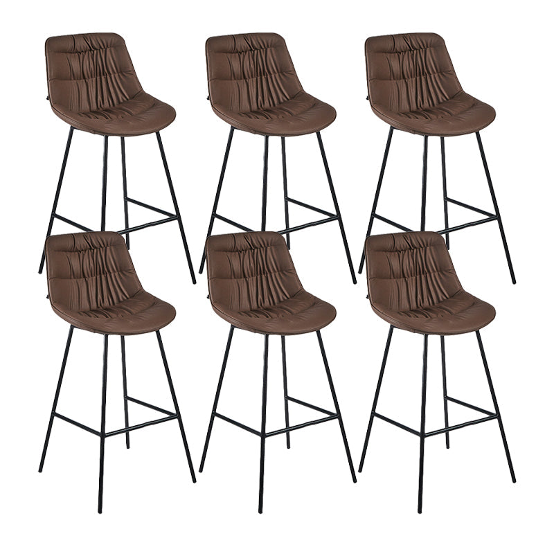 Industrial Bar-stool PU Leather Counter Bar Stool with Metal Legs Brown 6 Piece Set Clearhalo 'Bar Furniture' 'Bar Stools' 'bar_stools' 'furn' 'furn_bar_stools' 'Furniture' 'furniture_bar_stools' 'Kitchen & Dining Furniture' 5031763