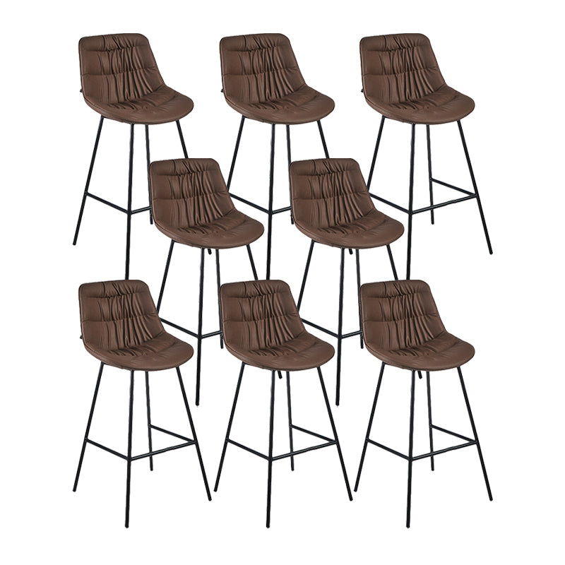 Industrial Bar-stool PU Leather Counter Bar Stool with Metal Legs Brown 8 Piece Set Clearhalo 'Bar Furniture' 'Bar Stools' 'bar_stools' 'furn' 'furn_bar_stools' 'Furniture' 'furniture_bar_stools' 'Kitchen & Dining Furniture' 5031764