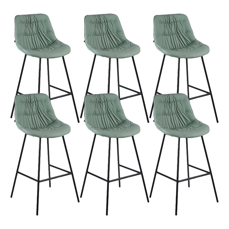 Industrial Bar-stool PU Leather Counter Bar Stool with Metal Legs Light Green 6 Piece Set Clearhalo 'Bar Furniture' 'Bar Stools' 'bar_stools' 'furn' 'furn_bar_stools' 'Furniture' 'furniture_bar_stools' 'Kitchen & Dining Furniture' 5031771