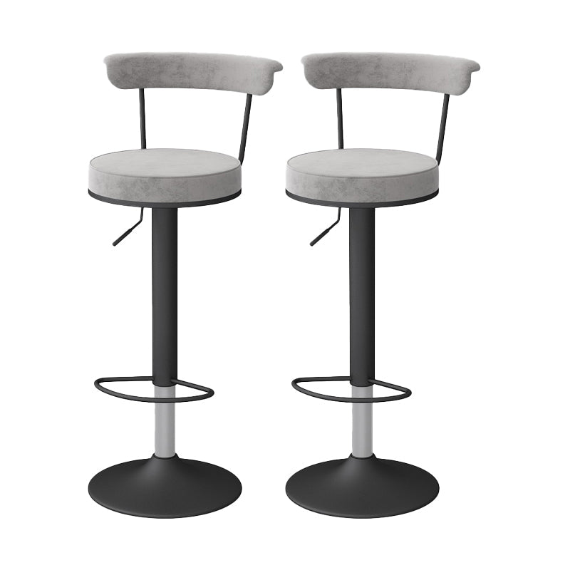 Glam Liftable Backrest Counter Stool Steel Kitchen Bar Stool with Cushion and Pedal Grey Black 2 Piece Set Clearhalo 'Bar Furniture' 'Bar Stools' 'bar_stools' 'furn' 'furn_bar_stools' 'Furniture' 'furniture_bar_stools' 'Kitchen & Dining Furniture' 5031776