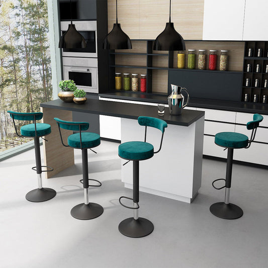 Glam Liftable Backrest Counter Stool Steel Kitchen Bar Stool with Cushion and Pedal Clearhalo 'Bar Furniture' 'Bar Stools' 'bar_stools' 'furn' 'furn_bar_stools' 'Furniture' 'furniture_bar_stools' 'Kitchen & Dining Furniture' 5031777