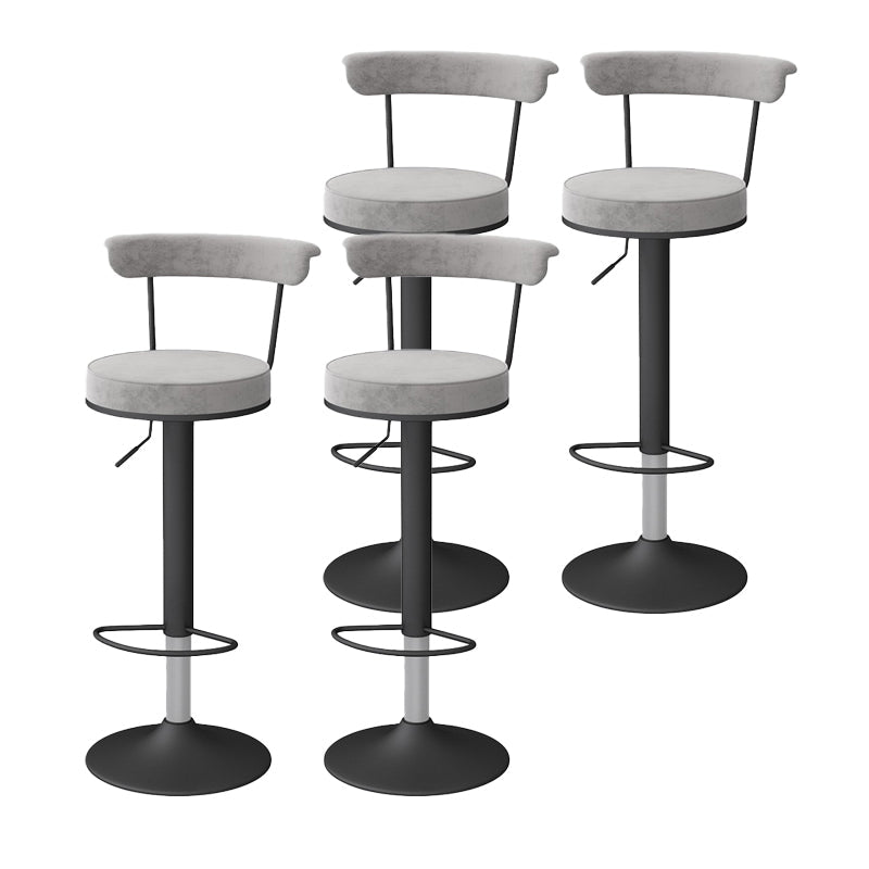 Glam Liftable Backrest Counter Stool Steel Kitchen Bar Stool with Cushion and Pedal Grey Black 4 Piece Set Clearhalo 'Bar Furniture' 'Bar Stools' 'bar_stools' 'furn' 'furn_bar_stools' 'Furniture' 'furniture_bar_stools' 'Kitchen & Dining Furniture' 5031778