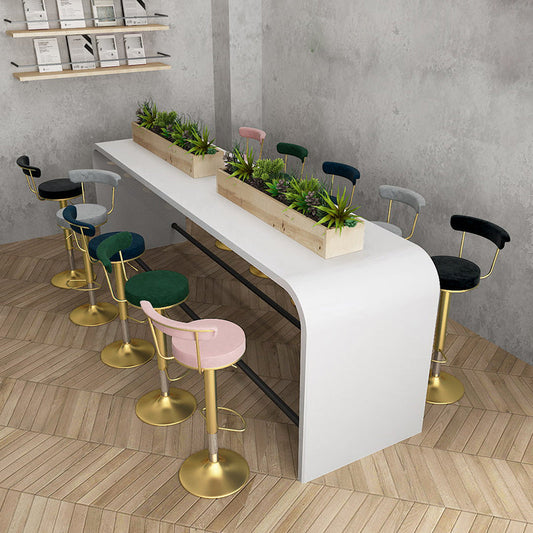 Glam Liftable Backrest Counter Stool Steel Kitchen Bar Stool with Cushion and Pedal Clearhalo 'Bar Furniture' 'Bar Stools' 'bar_stools' 'furn' 'furn_bar_stools' 'Furniture' 'furniture_bar_stools' 'Kitchen & Dining Furniture' 5031779