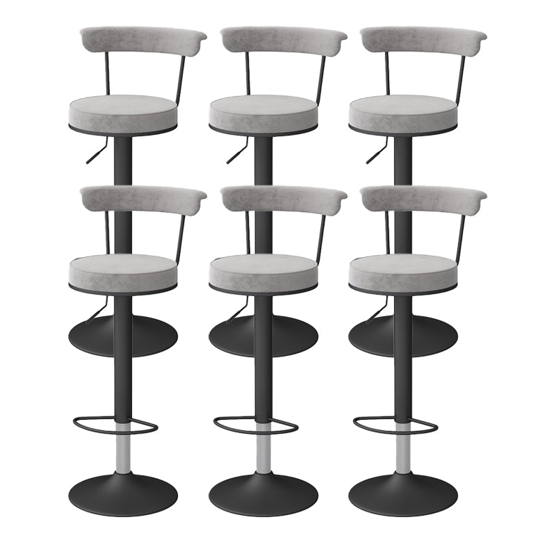 Glam Liftable Backrest Counter Stool Steel Kitchen Bar Stool with Cushion and Pedal Grey Black 6 Piece Set Clearhalo 'Bar Furniture' 'Bar Stools' 'bar_stools' 'furn' 'furn_bar_stools' 'Furniture' 'furniture_bar_stools' 'Kitchen & Dining Furniture' 5031780