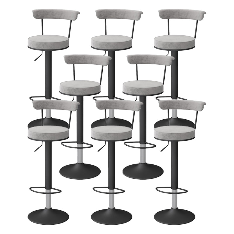 Glam Liftable Backrest Counter Stool Steel Kitchen Bar Stool with Cushion and Pedal Grey Black 8 Piece Set Clearhalo 'Bar Furniture' 'Bar Stools' 'bar_stools' 'furn' 'furn_bar_stools' 'Furniture' 'furniture_bar_stools' 'Kitchen & Dining Furniture' 5031782