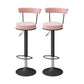 Glam Liftable Backrest Counter Stool Steel Kitchen Bar Stool with Cushion and Pedal Pink Black 2 Piece Set Clearhalo 'Bar Furniture' 'Bar Stools' 'bar_stools' 'furn' 'furn_bar_stools' 'Furniture' 'furniture_bar_stools' 'Kitchen & Dining Furniture' 5031784