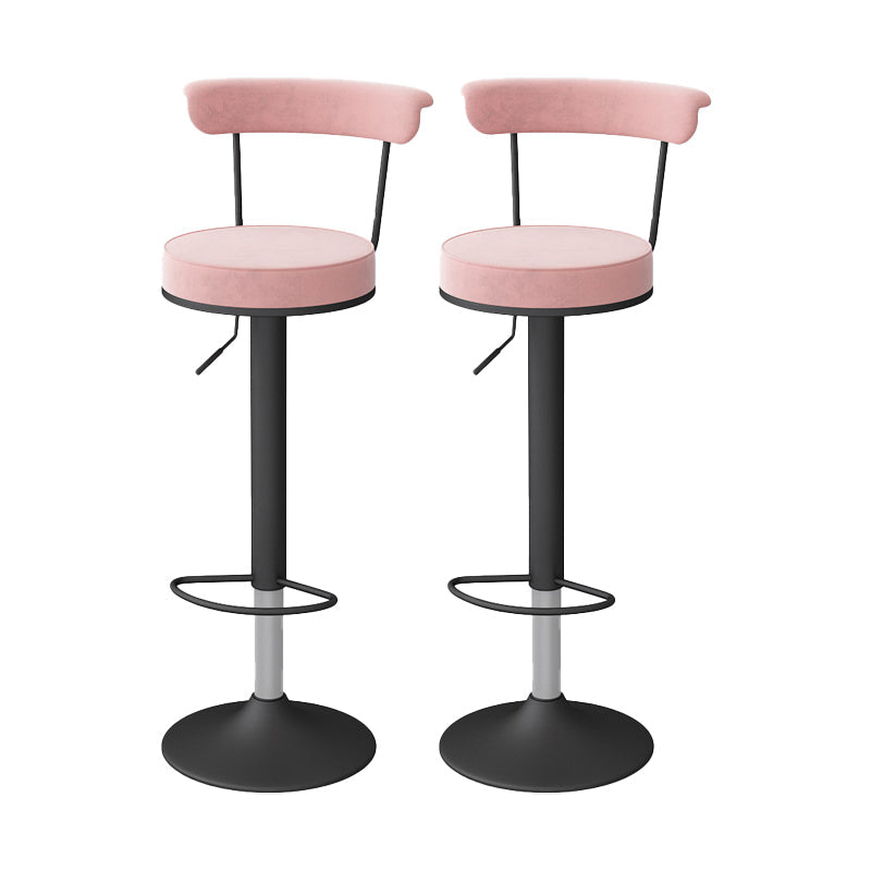 Glam Liftable Backrest Counter Stool Steel Kitchen Bar Stool with Cushion and Pedal Pink Black 2 Piece Set Clearhalo 'Bar Furniture' 'Bar Stools' 'bar_stools' 'furn' 'furn_bar_stools' 'Furniture' 'furniture_bar_stools' 'Kitchen & Dining Furniture' 5031784