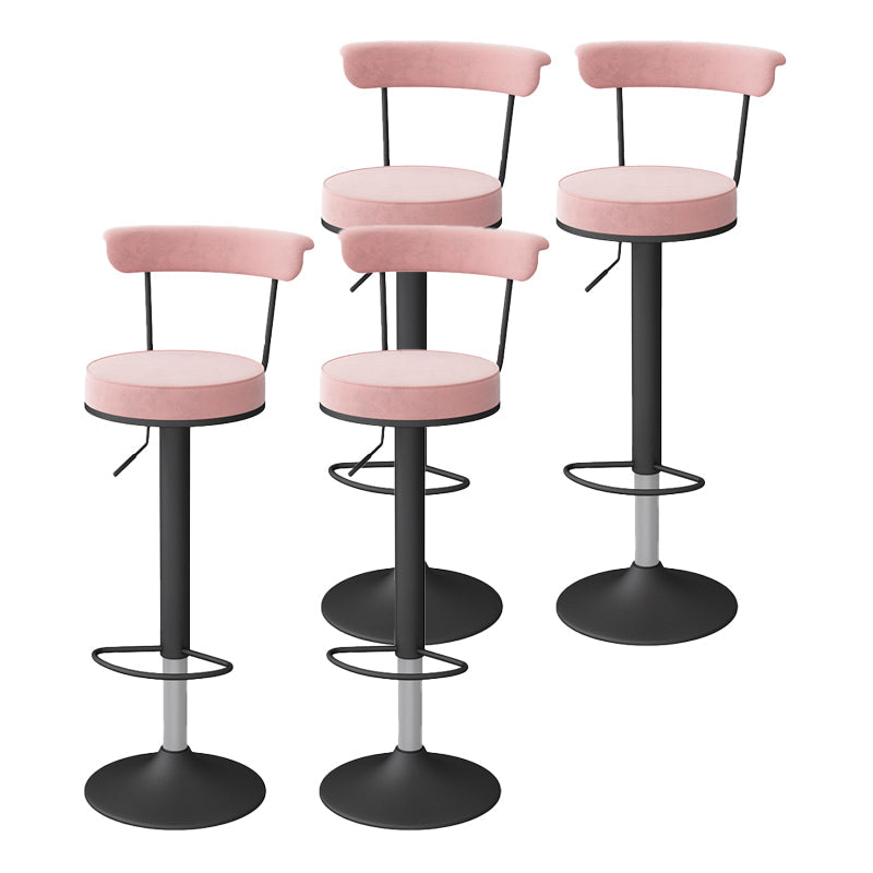 Glam Liftable Backrest Counter Stool Steel Kitchen Bar Stool with Cushion and Pedal Pink Black 4 Piece Set Clearhalo 'Bar Furniture' 'Bar Stools' 'bar_stools' 'furn' 'furn_bar_stools' 'Furniture' 'furniture_bar_stools' 'Kitchen & Dining Furniture' 5031785