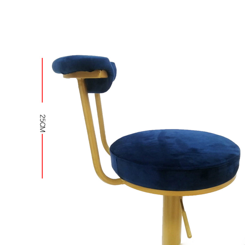 Glam Liftable Backrest Counter Stool Steel Kitchen Bar Stool with Cushion and Pedal Clearhalo 'Bar Furniture' 'Bar Stools' 'bar_stools' 'furn' 'furn_bar_stools' 'Furniture' 'furniture_bar_stools' 'Kitchen & Dining Furniture' 5031786