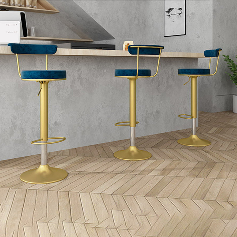 Glam Liftable Backrest Counter Stool Steel Kitchen Bar Stool with Cushion and Pedal Clearhalo 'Bar Furniture' 'Bar Stools' 'bar_stools' 'furn' 'furn_bar_stools' 'Furniture' 'furniture_bar_stools' 'Kitchen & Dining Furniture' 5031787