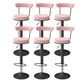 Glam Liftable Backrest Counter Stool Steel Kitchen Bar Stool with Cushion and Pedal Pink Black 6 Piece Set Clearhalo 'Bar Furniture' 'Bar Stools' 'bar_stools' 'furn' 'furn_bar_stools' 'Furniture' 'furniture_bar_stools' 'Kitchen & Dining Furniture' 5031788