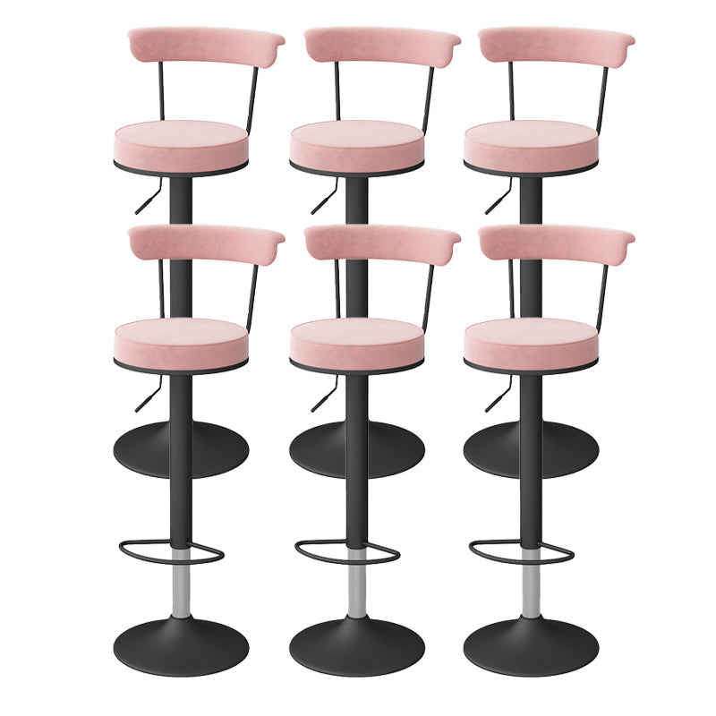 Glam Liftable Backrest Counter Stool Steel Kitchen Bar Stool with Cushion and Pedal Pink Black 6 Piece Set Clearhalo 'Bar Furniture' 'Bar Stools' 'bar_stools' 'furn' 'furn_bar_stools' 'Furniture' 'furniture_bar_stools' 'Kitchen & Dining Furniture' 5031788