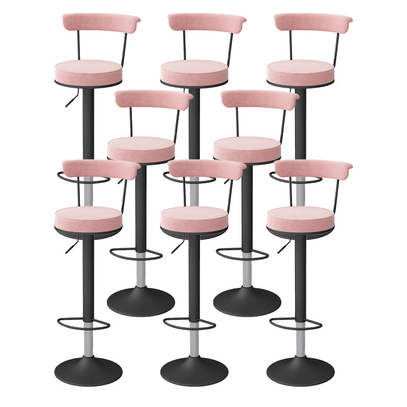 Glam Liftable Backrest Counter Stool Steel Kitchen Bar Stool with Cushion and Pedal Pink Black 8 Piece Set Clearhalo 'Bar Furniture' 'Bar Stools' 'bar_stools' 'furn' 'furn_bar_stools' 'Furniture' 'furniture_bar_stools' 'Kitchen & Dining Furniture' 5031789