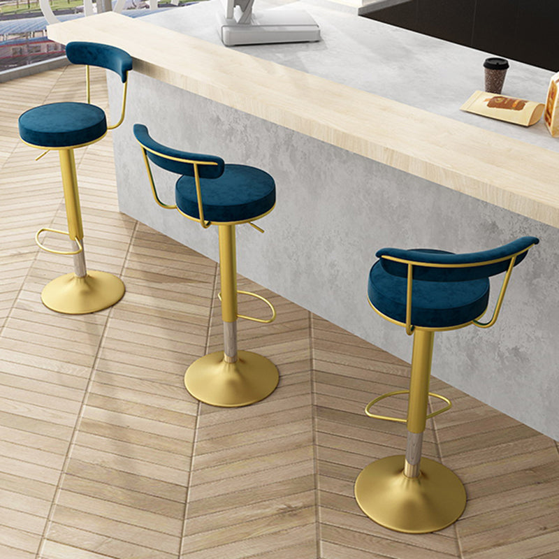 Glam Liftable Backrest Counter Stool Steel Kitchen Bar Stool with Cushion and Pedal Clearhalo 'Bar Furniture' 'Bar Stools' 'bar_stools' 'furn' 'furn_bar_stools' 'Furniture' 'furniture_bar_stools' 'Kitchen & Dining Furniture' 5031790