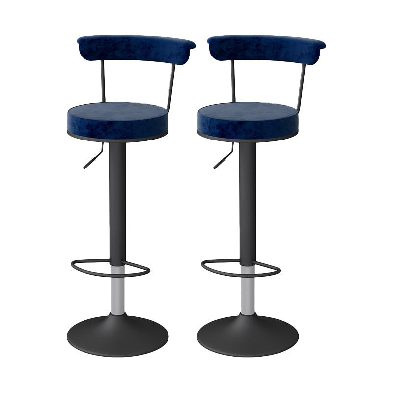 Glam Liftable Backrest Counter Stool Steel Kitchen Bar Stool with Cushion and Pedal Royal Blue Black 2 Piece Set Clearhalo 'Bar Furniture' 'Bar Stools' 'bar_stools' 'furn' 'furn_bar_stools' 'Furniture' 'furniture_bar_stools' 'Kitchen & Dining Furniture' 5031791
