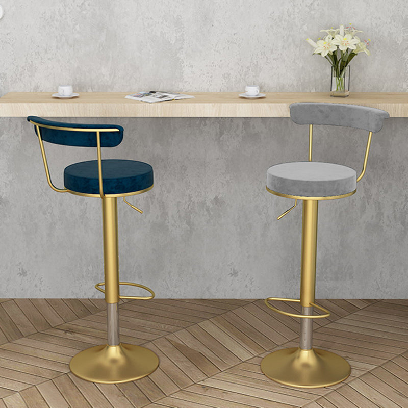 Glam Liftable Backrest Counter Stool Steel Kitchen Bar Stool with Cushion and Pedal Clearhalo 'Bar Furniture' 'Bar Stools' 'bar_stools' 'furn' 'furn_bar_stools' 'Furniture' 'furniture_bar_stools' 'Kitchen & Dining Furniture' 5031792