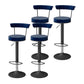 Glam Liftable Backrest Counter Stool Steel Kitchen Bar Stool with Cushion and Pedal Royal Blue Black 4 Piece Set Clearhalo 'Bar Furniture' 'Bar Stools' 'bar_stools' 'furn' 'furn_bar_stools' 'Furniture' 'furniture_bar_stools' 'Kitchen & Dining Furniture' 5031793