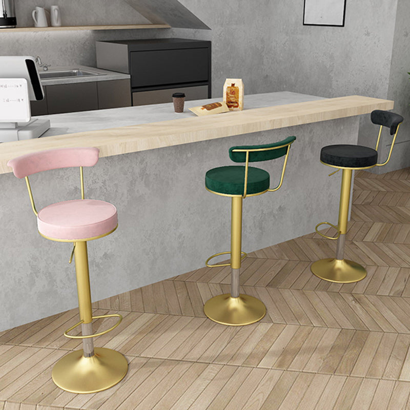 Glam Liftable Backrest Counter Stool Steel Kitchen Bar Stool with Cushion and Pedal Clearhalo 'Bar Furniture' 'Bar Stools' 'bar_stools' 'furn' 'furn_bar_stools' 'Furniture' 'furniture_bar_stools' 'Kitchen & Dining Furniture' 5031794