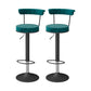 Glam Liftable Backrest Counter Stool Steel Kitchen Bar Stool with Cushion and Pedal Blackish Green Black 2 Piece Set Clearhalo 'Bar Furniture' 'Bar Stools' 'bar_stools' 'furn' 'furn_bar_stools' 'Furniture' 'furniture_bar_stools' 'Kitchen & Dining Furniture' 5031797