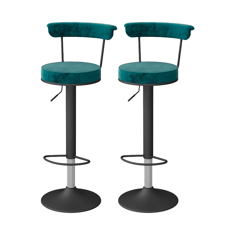 Glam Liftable Backrest Counter Stool Steel Kitchen Bar Stool with Cushion and Pedal Blackish Green Black 2 Piece Set Clearhalo 'Bar Furniture' 'Bar Stools' 'bar_stools' 'furn' 'furn_bar_stools' 'Furniture' 'furniture_bar_stools' 'Kitchen & Dining Furniture' 5031797
