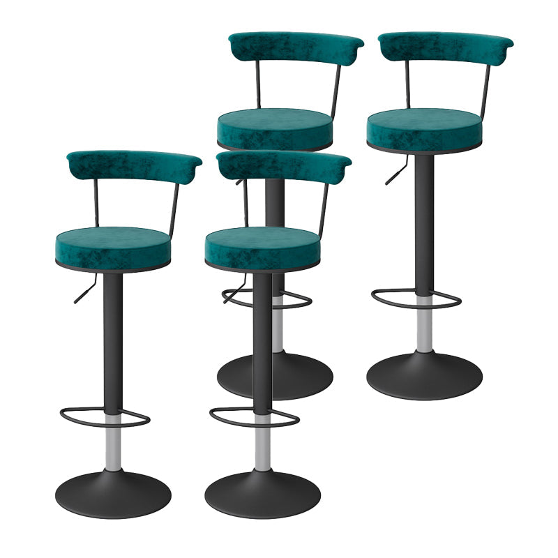 Glam Liftable Backrest Counter Stool Steel Kitchen Bar Stool with Cushion and Pedal Blackish Green Black 4 Piece Set Clearhalo 'Bar Furniture' 'Bar Stools' 'bar_stools' 'furn' 'furn_bar_stools' 'Furniture' 'furniture_bar_stools' 'Kitchen & Dining Furniture' 5031798