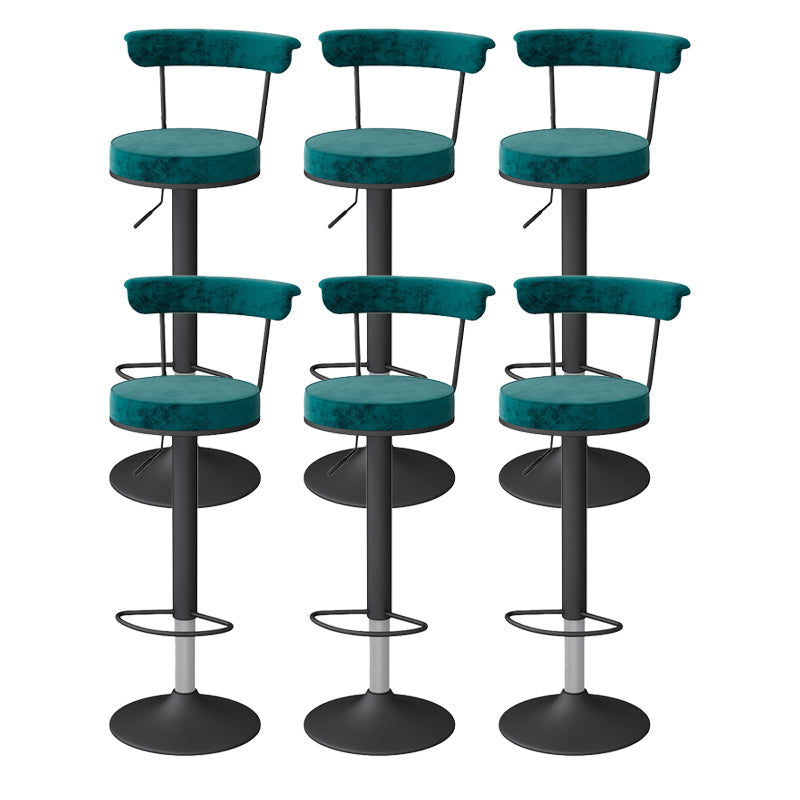 Glam Liftable Backrest Counter Stool Steel Kitchen Bar Stool with Cushion and Pedal Blackish Green Black 6 Piece Set Clearhalo 'Bar Furniture' 'Bar Stools' 'bar_stools' 'furn' 'furn_bar_stools' 'Furniture' 'furniture_bar_stools' 'Kitchen & Dining Furniture' 5031799